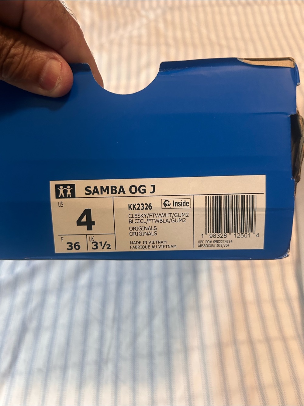adidas Samba OG J Light Blue and Navy Kids Sneakers